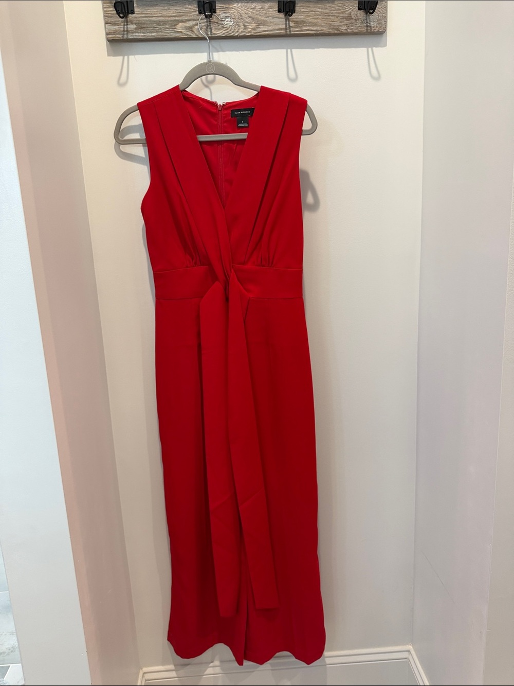 Club Monaco Red Sleeveless Knot-Front Jumpsuit